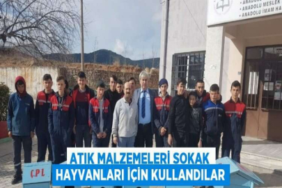 ATIK MALZEMELERİ SOKAK HAYVANLARI İÇİN KULLANDILAR