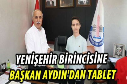 Yenişehir birincisine Başkan Aydın'dan tablet