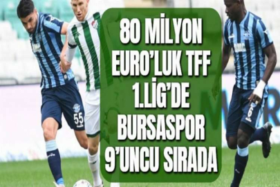 80 MİLYON EURO’LUK TFF 1.LİG’DE BURSASPOR 9’UNCU SIRADA