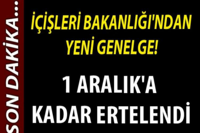 İçişleri Bakanlığı'ndan yeni koronavirüs genelgesi: Etkinlikler 1 Aralık'a kadar ertelendi