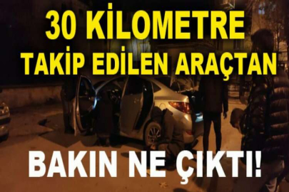 30 kilometre takip edilen araçtan silah ve uyuşturucu çıktı