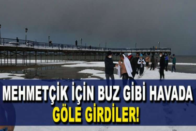 Mehmetçiğin neler hissettiğini anlamak için buz gibi havada göle girdiler