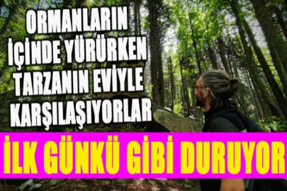 Ormanların içinde yürürken tarzanın eviyle karşılaşıyorlar