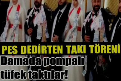 Takı töreninde damada pompalı tüfek taktılar!