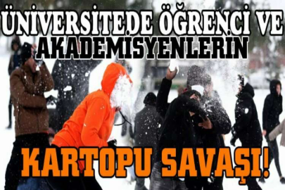 Üniversitede öğrenci ve akademisyenlerin kartopu savaşı