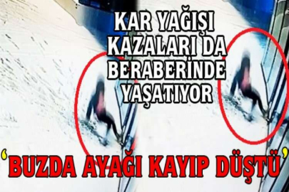 Bursa'da buzda ayağı kayıp düştü, o anlar kamerada