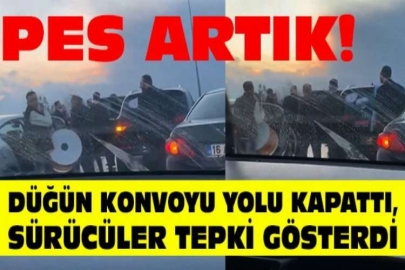 Düğün konvoyu yolu kapattı, sürücüler tepki gösterdi