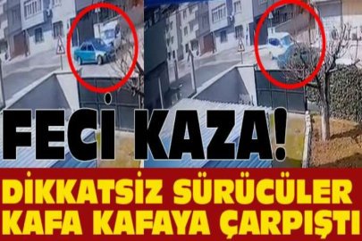 Dikkatsiz sürücüler kafa kafaya çarpıştı