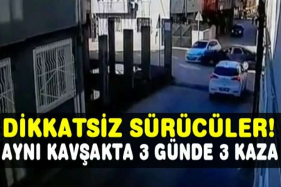 Aynı kavşakta 3 günde 3 kaza