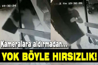 Kameralara aldırmadan televizyonu böyle çaldı