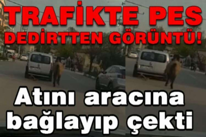 Atı aracına bağlayarak kilometrelerce koşturan şahsa gözaltı