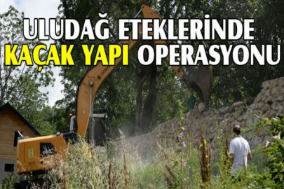 Uludağ eteklerinde kaçak yapı operasyonu