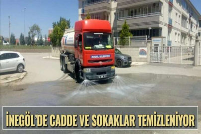 İNEGÖL’DE CADDE VE SOKAKLAR TEMİZLENİYOR