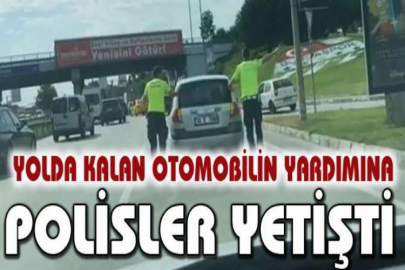 Bursa’da yolda kalan sürücünün yardımına polis yetişti