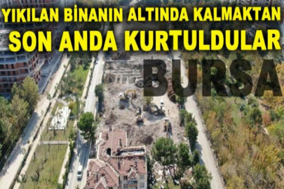 Yıkılan binanın altında kalmaktan son anda kurtuldular