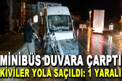 Minibüs duvara çarptı, kiviler yola saçıldı: 1 yaralı