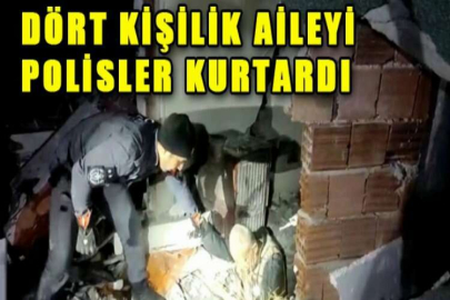 4 kişilik aileyi polisler kurtardı