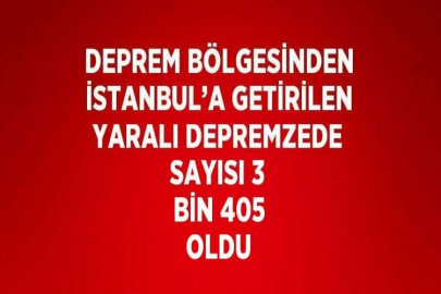 DEPREM BÖLGESİNDEN İSTANBUL’A GETİRİLEN YARALI DEPREMZEDE SAYISI 3 BİN 405 OLDU