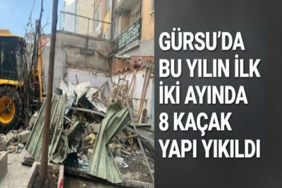 GÜRSU’DA BU YILIN İLK İKİ AYINDA 8 KAÇAK YAPI YIKILDI