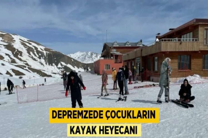 DEPREMZEDE ÇOCUKLARIN KAYAK HEYECANI