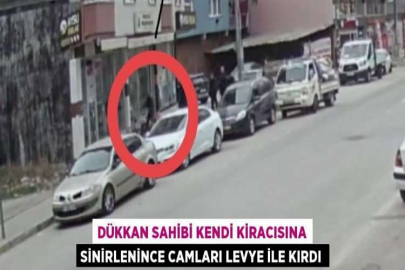 DÜKKAN SAHİBİ KENDİ KİRACISINA SİNİRLENİNCE CAMLARI LEVYE İLE KIRDI