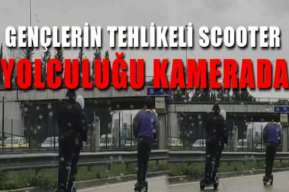 Bursa'da gençlerin tehlikeli scooter yolculuğu kamerada