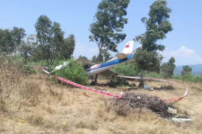 Özel bir uçak araziye düştü